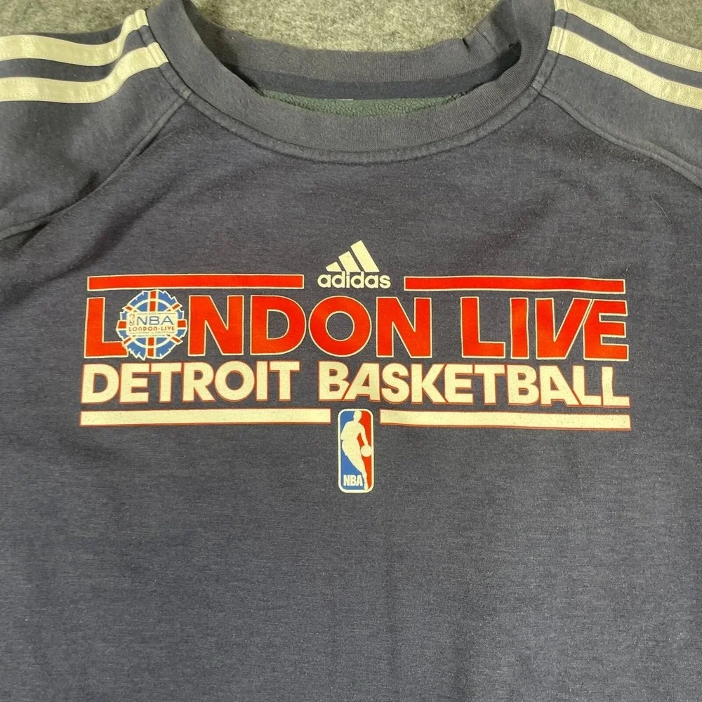 Adidas Detroit Pistons Sweatshirt Mens Extra Large XL Blue Crewneck London NBA